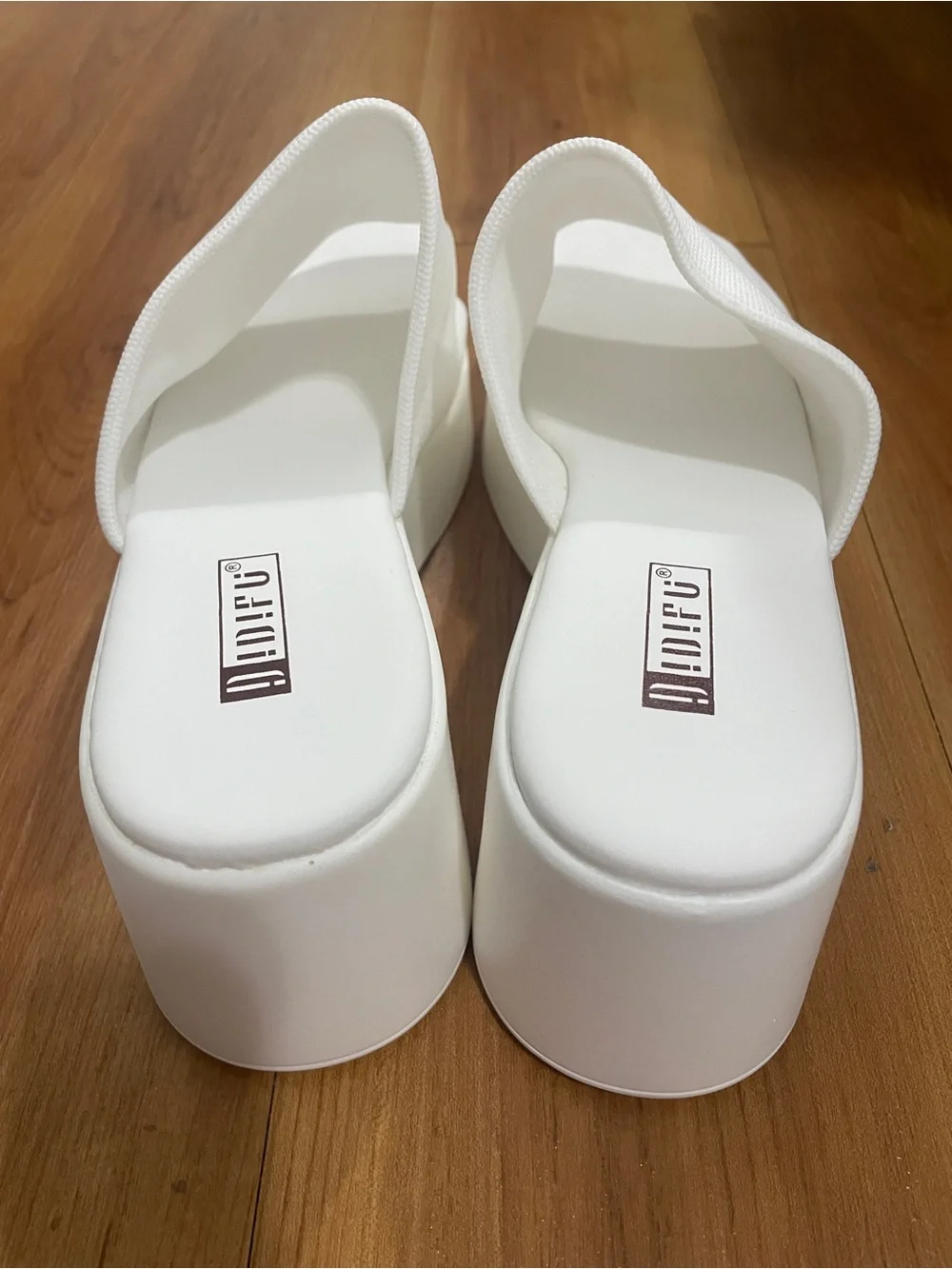 White Platform Slide Wedges for Women